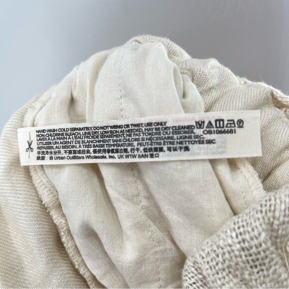 Free People Cream Linen Blend Boho Relaxed Fit Jumpsuit Size S Preppy Natural - Picture 15 of 16